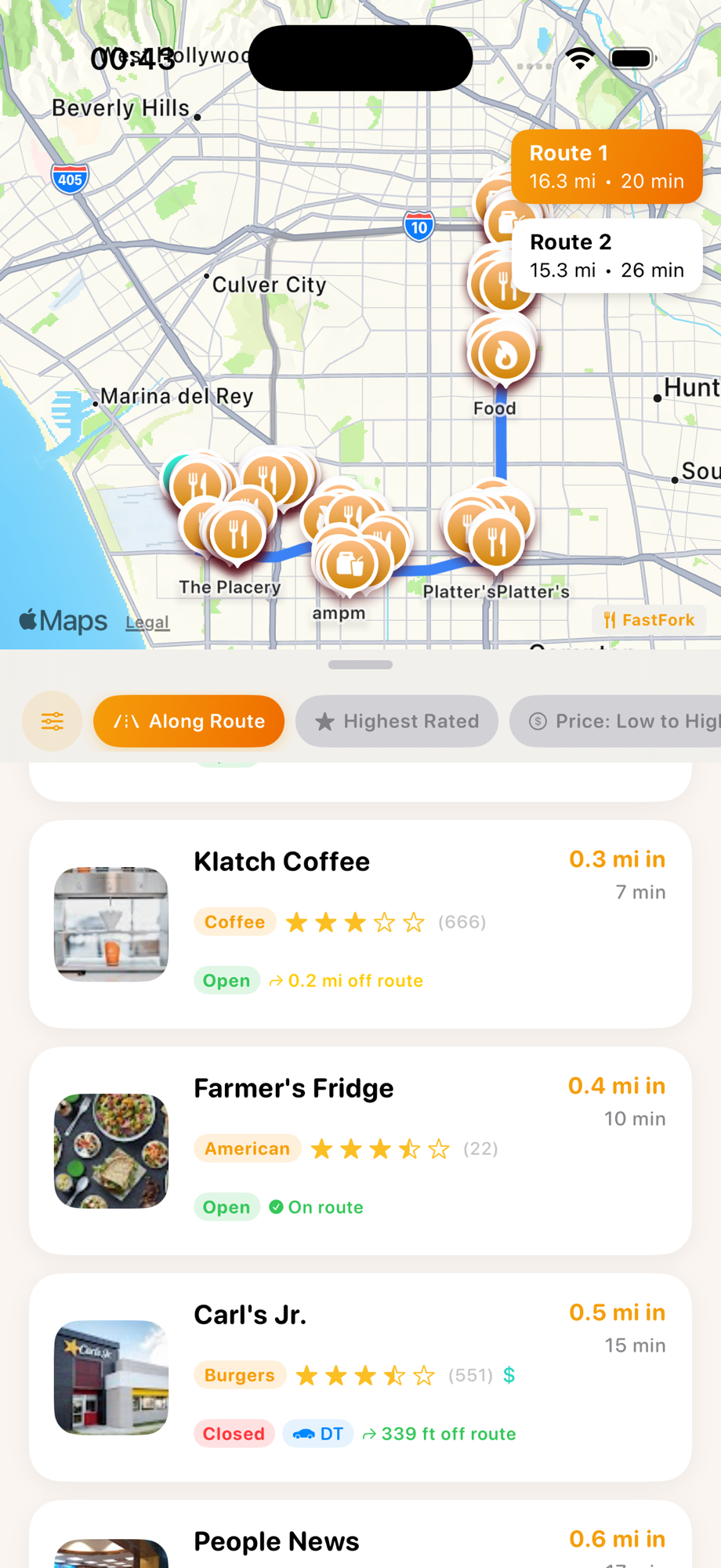 FastFork results with map